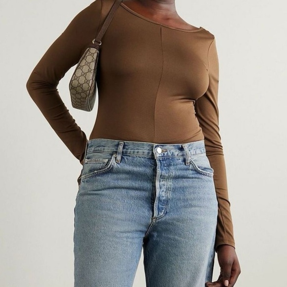 AGOLDE brown Paulette long sleeve bodysuit